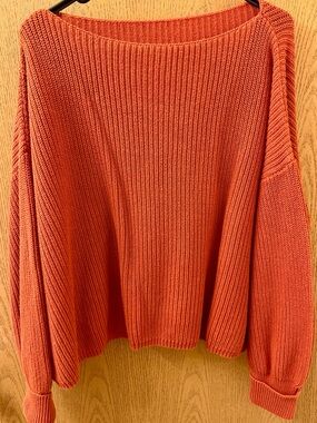 Women’s Oversized short Rib-Knit Sweater in Coral